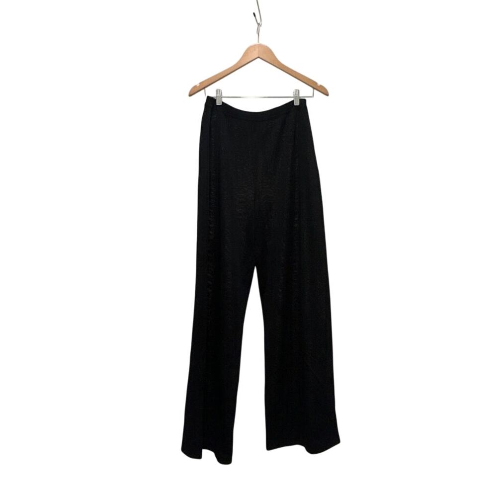 Vtg Nicole Miller Blk Sheer wide-leg Pants, Rayon & nylon, Hong Kong Women’s Lg